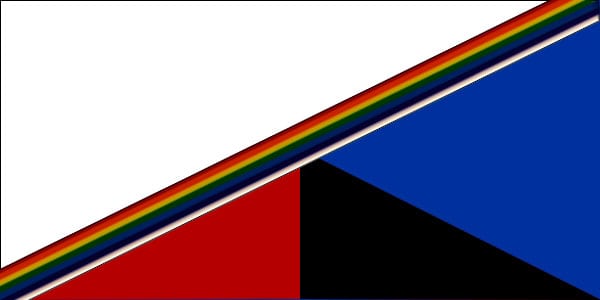 Blanca – Azul, Roja y Negra con 7 franjas transversales (7 potencias africanas)